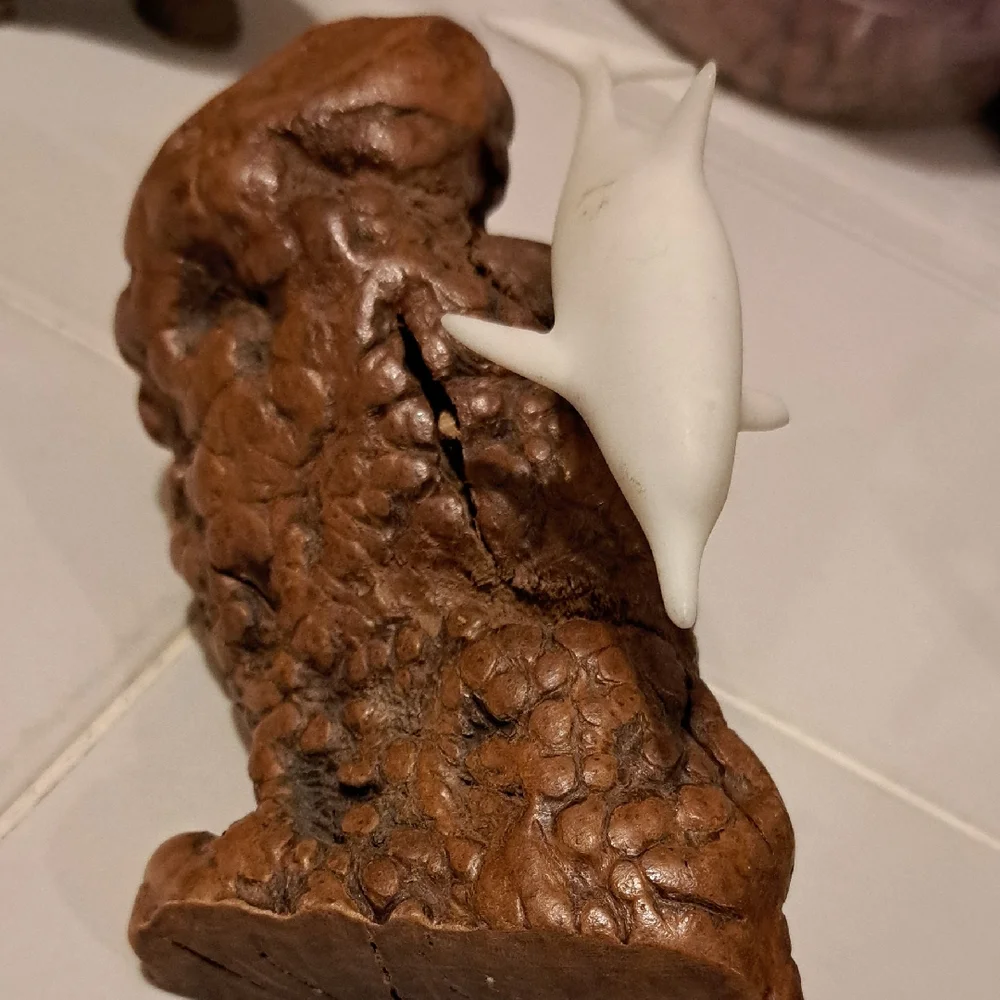 Brown and White Reptile Habitat Accessory Vintage & Signed